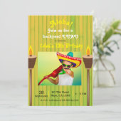 グリーンヴィンテージレトロサマーパーティールアウ(ハワイ式宴会)誕生日 招待状 (スタンド正面)