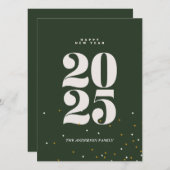 グリーンヴィンテージ植物体フレームメリークリスマスホリ シーズンカード (正面/裏面)