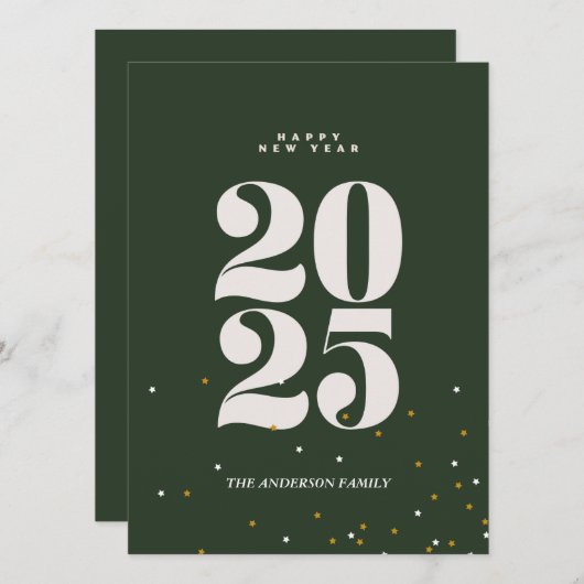 グリーンヴィンテージ植物体フレームメリークリスマスホリ シーズンカード (正面/裏面)