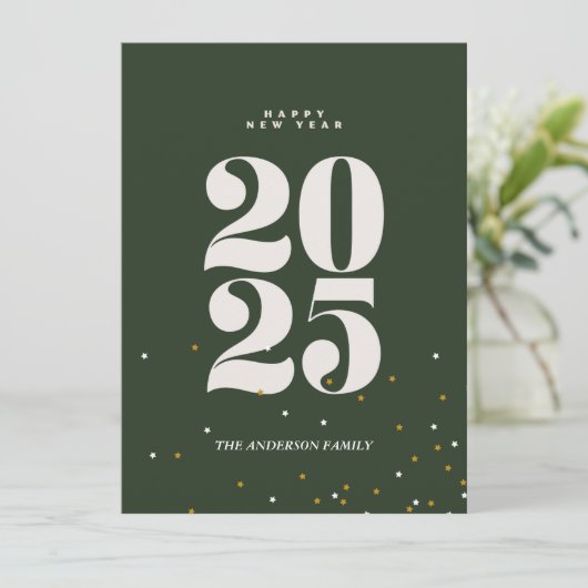 グリーンヴィンテージ植物体フレームメリークリスマスホリ シーズンカード (スタンド正面)