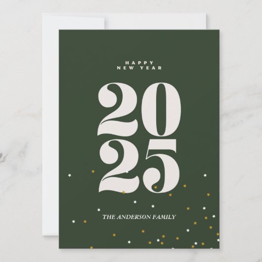 グリーンヴィンテージ植物体フレームメリークリスマスホリ シーズンカード (正面)