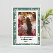 グリーンヴィンテージ植物体メリークリスマスカード シーズンカード (スタンド正面)