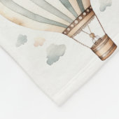 グリーンヴィンテージ熱気球モノグラム フリースブランケット (角)