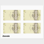 グリーンヴィンテージ結婚フローラのワインシール 長方形シール (シート)