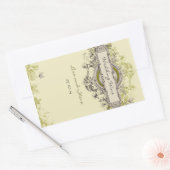 グリーンヴィンテージ結婚フローラのワインシール 長方形シール (封筒)