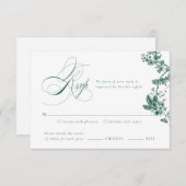 グリーンヴィンテージ結婚フローラスイートRSVPカード 出欠カード (正面/裏面)