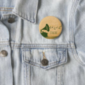 グリーンヴィンテージ蓄音機ボタン 缶バッジ (インサイチュ)