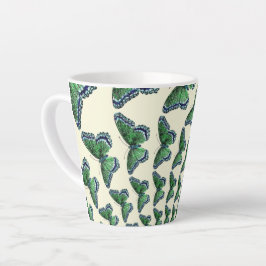 グリーンヴィンテージ蝶の飛行 カフェラテマグ