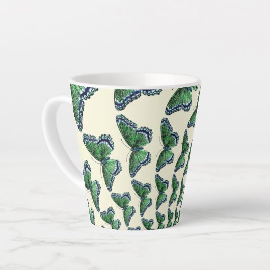 グリーンヴィンテージ蝶の飛行 カフェラテマグ (左アングル)