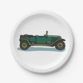 グリーンヴィンテージ車クラシックの古いタイマー車 ペーパープレート (正面)