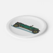 グリーンヴィンテージ車クラシックの古いタイマー車 ペーパープレート (アングル)