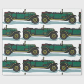 グリーンヴィンテージ車クラシックの古いタイマー車 ラッピングペーパー (フラット)