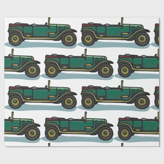 グリーンヴィンテージ車クラシックの古いタイマー車 ラッピングペーパー (フラット)