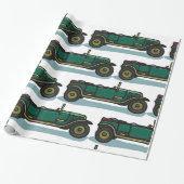 グリーンヴィンテージ車クラシックの古いタイマー車 ラッピングペーパー (アンロールド)