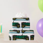 グリーンヴィンテージ車クラシックの古いタイマー車 ラッピングペーパー