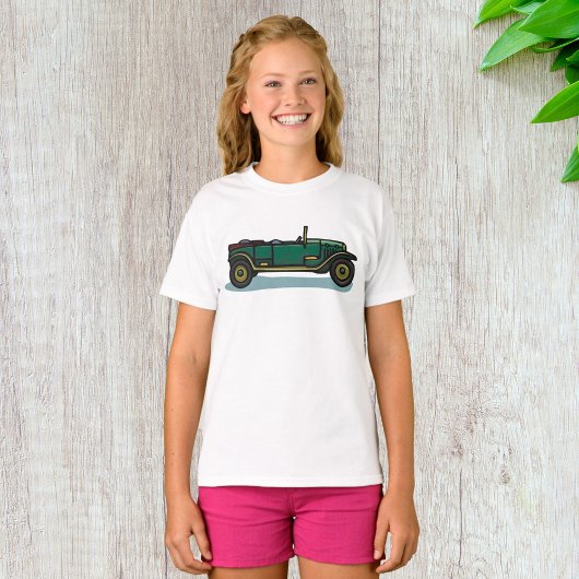 グリーンヴィンテージ車クラシックの古いタイマー車 Tシャツ