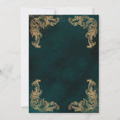 グリーンヴィンテージ金ゴールドコーナーイスラム結婚教徒 招待状 (裏面)
