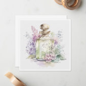 グリーンヴィンテージ香水ボトルフラット ノートカード (正面/裏面インサイチュ)