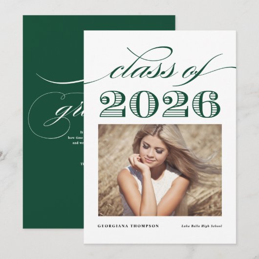 グリーンヴィンテージ2025年写真卒業 案内状 (正面/裏面)