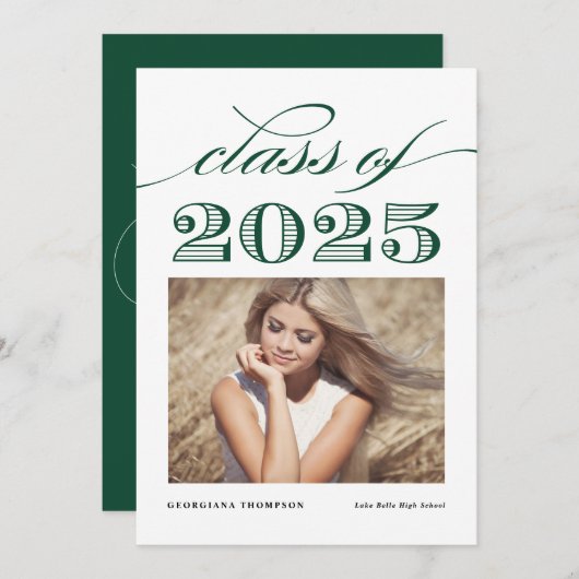 グリーンヴィンテージ2025年写真卒業 案内状 (正面/裏面)