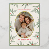 グリーンヴィンテージ ボタニカル フォト ゴールド 箔シーズンカード (正面)