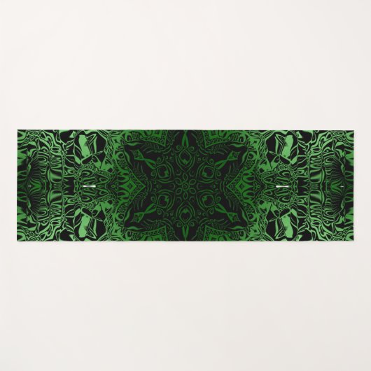グリーン万華鏡のように千変万化するパターン ヨガマット (正面(横))