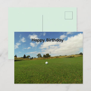 グリーン上のゴルフボール 誕生日ポストカード ポストカード
