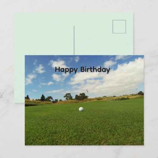 グリーン上のゴルフボール 誕生日ポストカード ポストカード (正面/裏面)