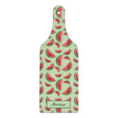 グリーン上のスイカ果実模様名前をカスタムする カッティングボード (正面)