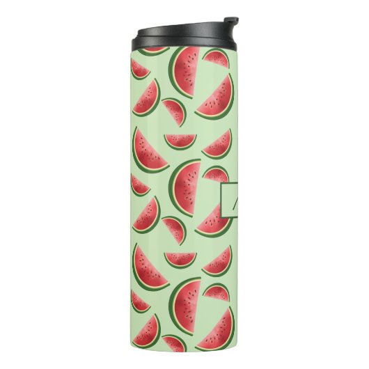 グリーン上のスイカ果実模様名前をカスタムする タンブラー (回転左)