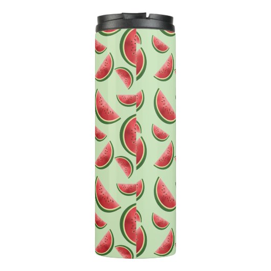 グリーン上のスイカ果実模様名前をカスタムする タンブラー (裏面)