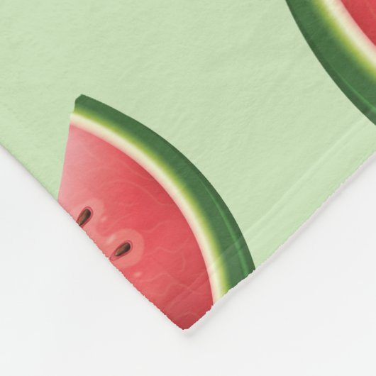 グリーン上のスイカ果実模様名前をカスタムする フリースブランケット (角)