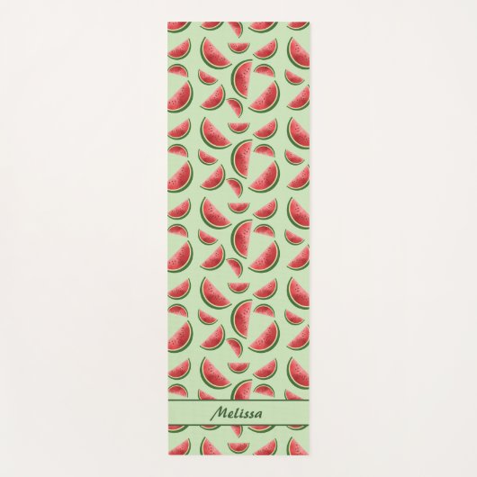 グリーン上のスイカ果実模様名前をカスタムする ヨガマット (正面)