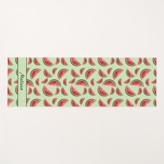 グリーン上のスイカ果実模様名前をカスタムする ヨガマット (正面(横))