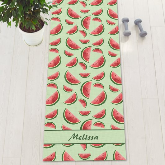 グリーン上のスイカ果実模様名前をカスタムする ヨガマット