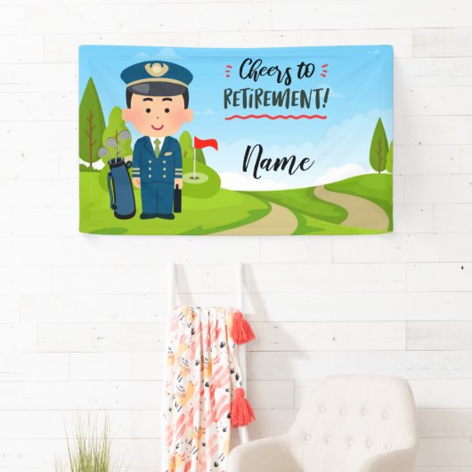 グリーン上のハッピーゴルファーとのゴルフパイロットの引退 横断幕 (インサイチュ)