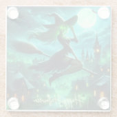 グリーン不気味オーラハロウィーンウィッチ ガラスコースター (裏面)