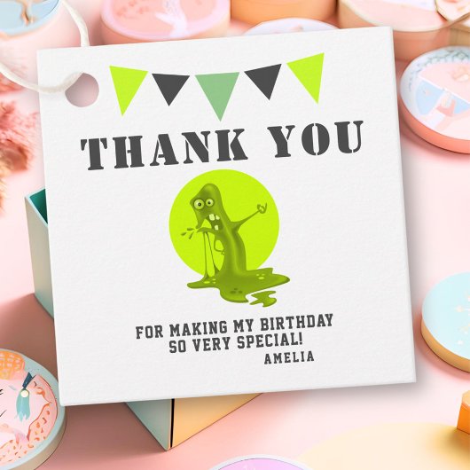 グリーン不気味スライムモンスターサンキュー フェイバータグ