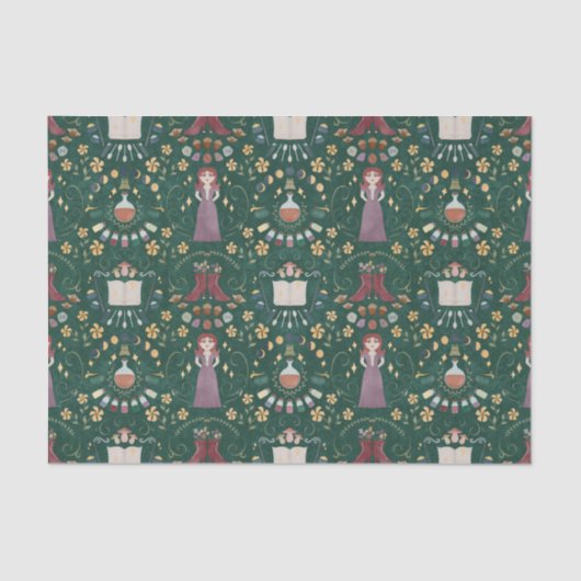 グリーン不気味ハロウィーン魔女 薄葉紙 (正面)