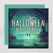 グリーン不気味フォレストハロウィーン招待状 招待状 (正面/裏面)