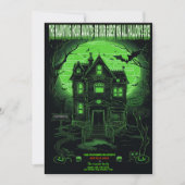 グリーン不気味マンシ幽霊のよく出るョンハローウィンパーティ 招待状 (正面)
