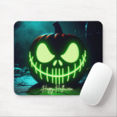 グリーン不気味白熱［赤熱］光を放つハロウィーンカボチャ マウスパッド (マウス)