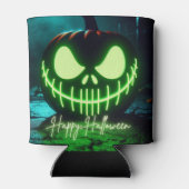グリーン不気味白熱［赤熱］光を放つハロウィーンカボチャ 缶クーラー (裏面)