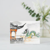 グリーン中国のドラゴンアットテンプル ポストカード (スタンド正面)