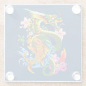 グリーン中国のドラゴンコイ ガラスコースター (裏面)