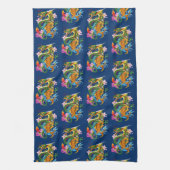 グリーン中国のドラゴンコイ キッチンタオル (縦)