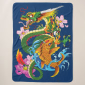 グリーン中国のドラゴンコイ シェルパブランケット (正面)