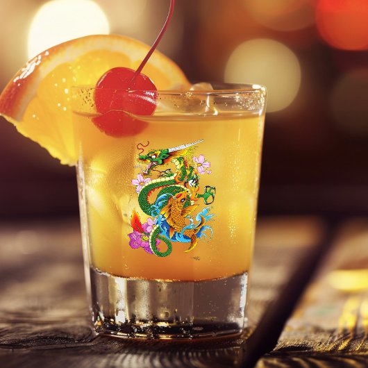 グリーン中国のドラゴンコイ ショットグラス