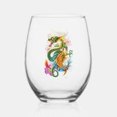 グリーン中国のドラゴンコイ ステムなしワイングラス (裏面)