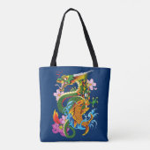 グリーン中国のドラゴンコイ トートバッグ (裏面)